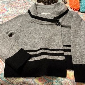 Max studio black and gray shawl neck wrap sweater size L